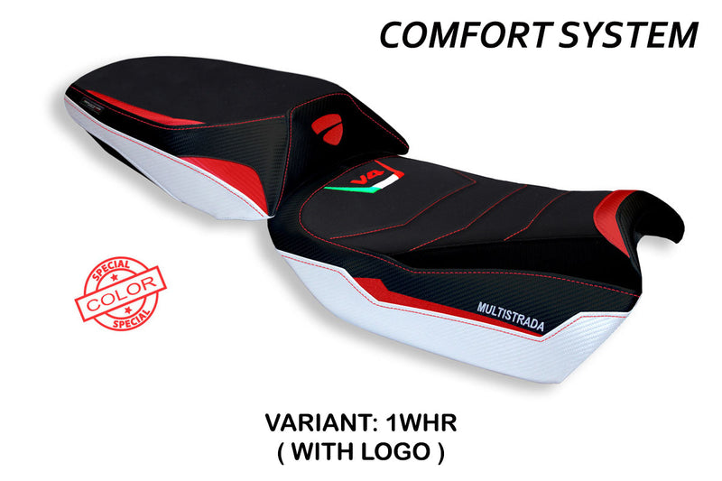 Ducati Multistrada V4 V4S 2021-2024 Seat Cover Tappezzeria Italia Comfort in White and Red