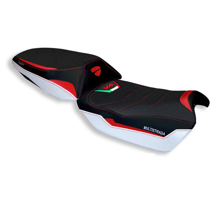 Ducati Multistrada V4 V4S 2021-2024 Seat Cover Tappezzeria Italia Ultragrip in White and Red