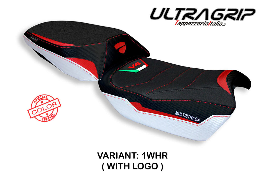 Ducati Multistrada V4 V4S 2021-2024 Seat Cover Tappezzeria Italia Ultragrip in White and Red