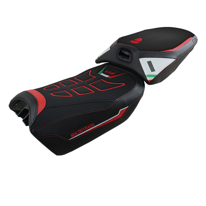 Ducati Multistrada V4 Pikes Peak 2022-2024 Heated Seat Cover Tappezzeria Italia Comfort in White