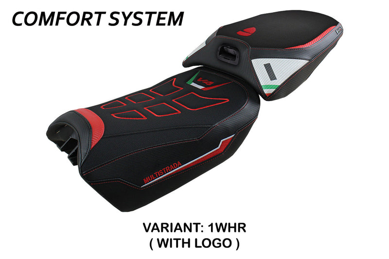 Ducati Multistrada V4 Pikes Peak 2022-2024 Heated Seat Cover Tappezzeria Italia Comfort in White