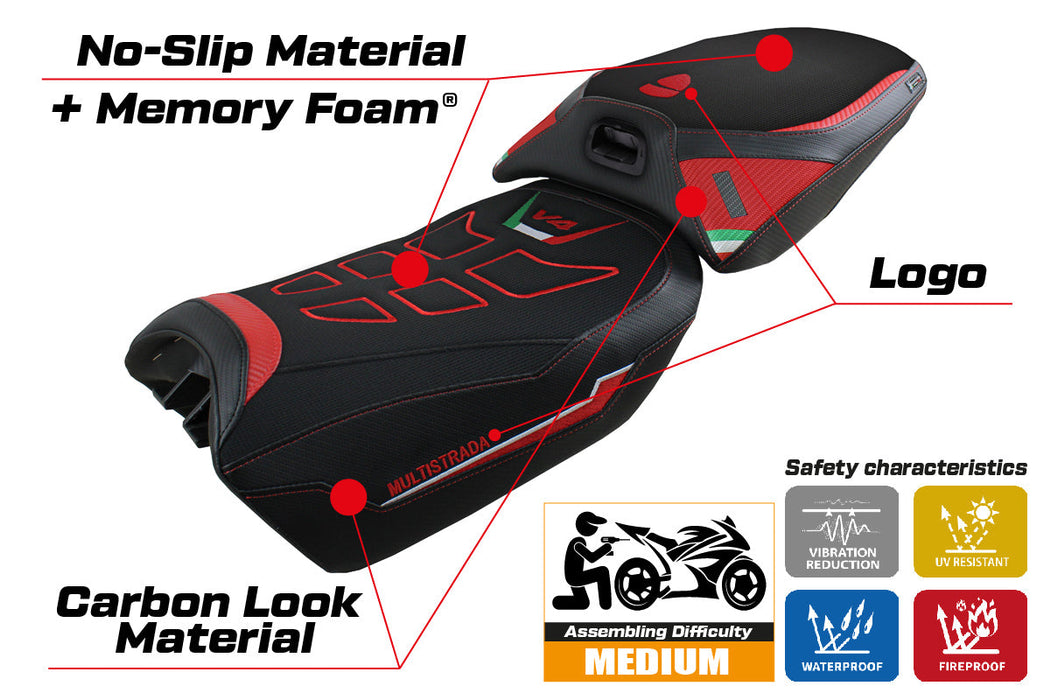 Ducati Multistrada V4 Pikes Peak 2022-2024 Heated Seat Cover Tappezzeria Italia Comfort in Red