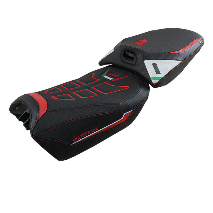 Ducati Multistrada V4 Pikes Peak 2022-2024 Heated Seat Cover Tappezzeria Italia Ultragrip in White