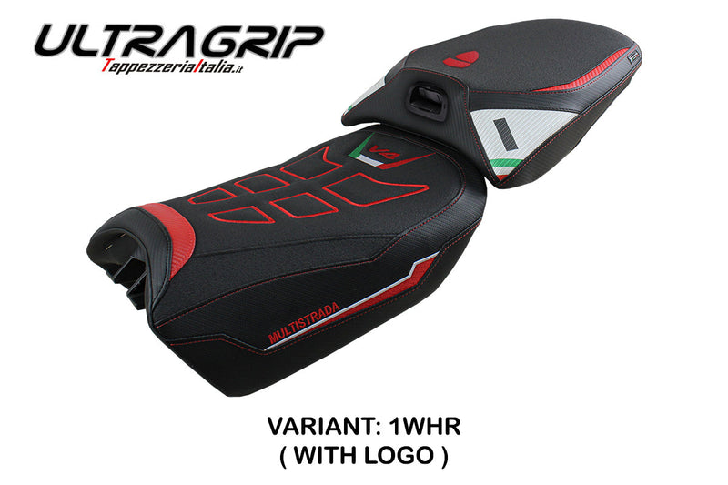 Ducati Multistrada V4 Pikes Peak 2022-2024 Heated Seat Cover Tappezzeria Italia Ultragrip in White