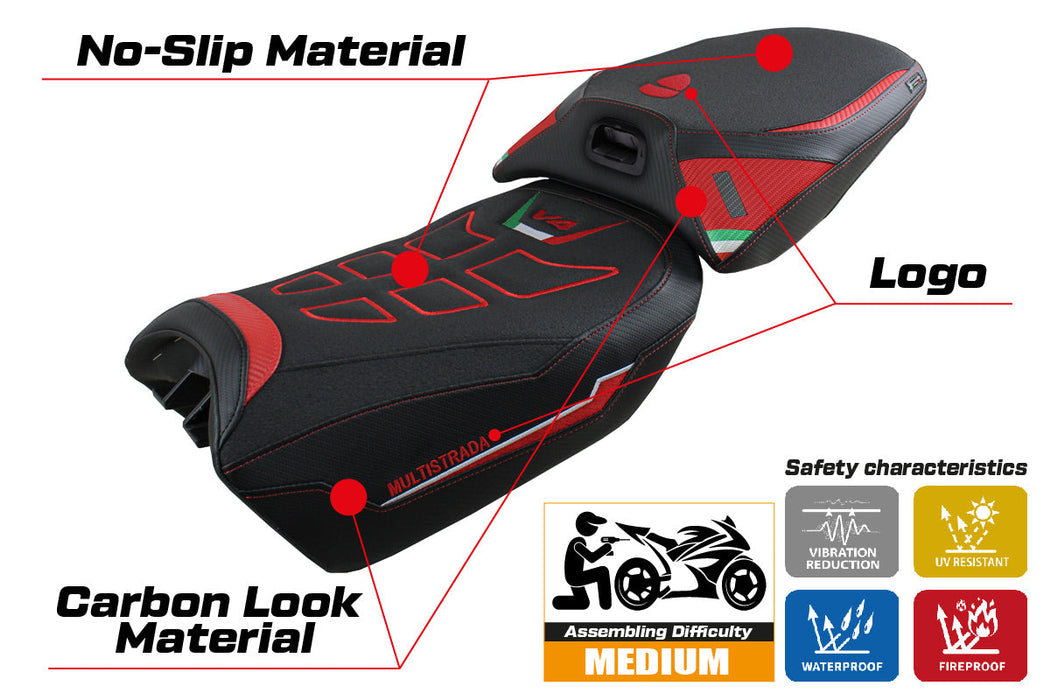 Ducati Multistrada V4 PP Heat 2022-2024 Seat Cover Tappezzeria Italia Ultragrip in Red