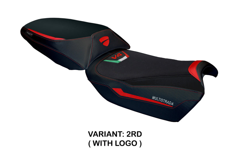 Ducati Multistrada V4 Rally 2023-2024 Seat Cover Tappezzeria Italia in Red and Black