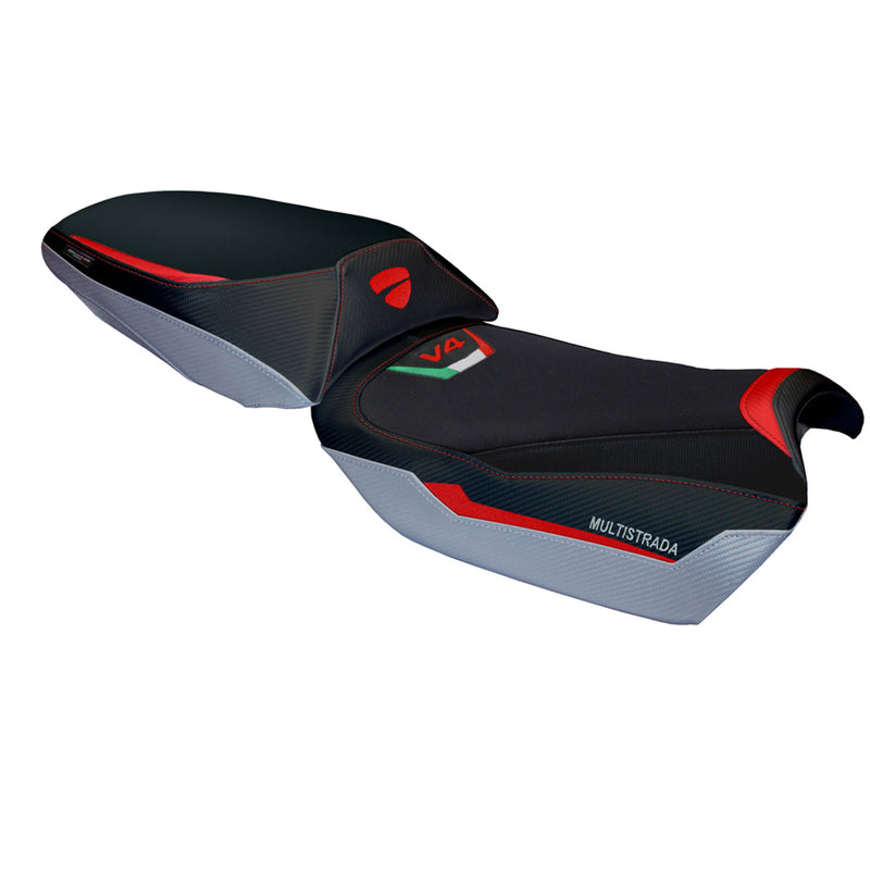 Ducati Multistrada V4 Rally 2023-2024 Seat Cover Tappezzeria Italia in Red, Silver and Black