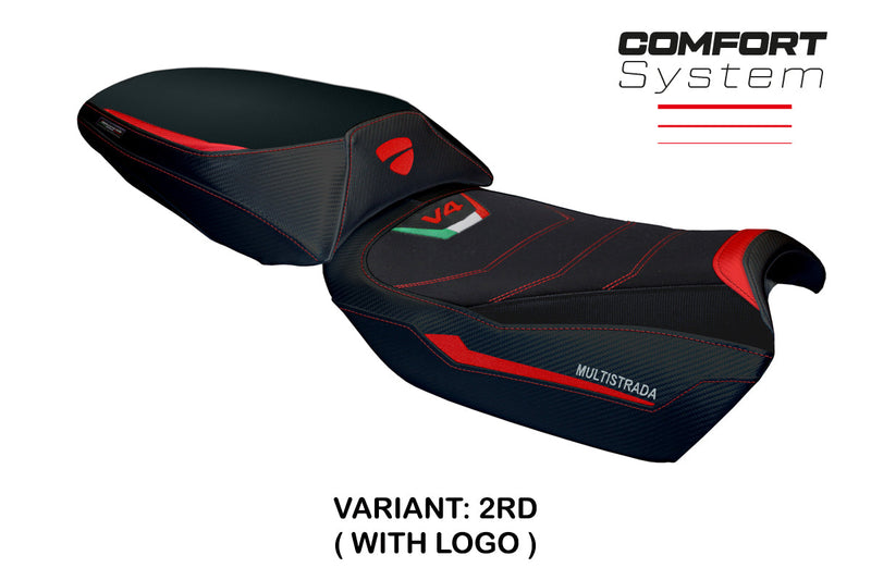 Ducati Multistrada V4 Rally 2023-2024 Seat Cover Tappezzeria Italia Comfort in Red and Black