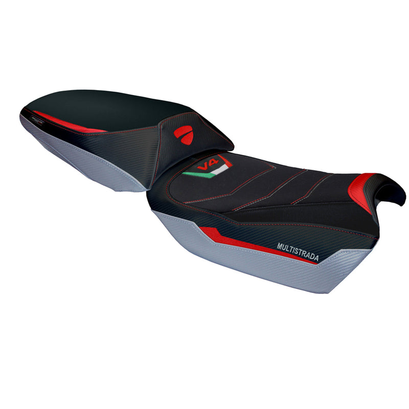 Ducati Multistrada V4 Rally 2023-2024 Seat Cover Tappezzeria Italia Comfort in Red, Silver and Black