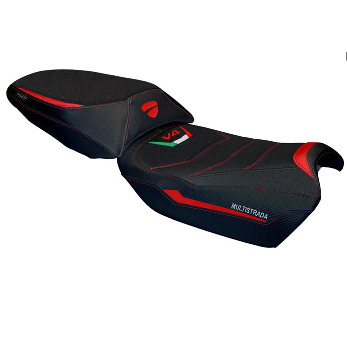 Ducati Multistrada V4 Rally 2023-2024 Seat Cover Tappezzeria Italia Ultragrip in Red and Black