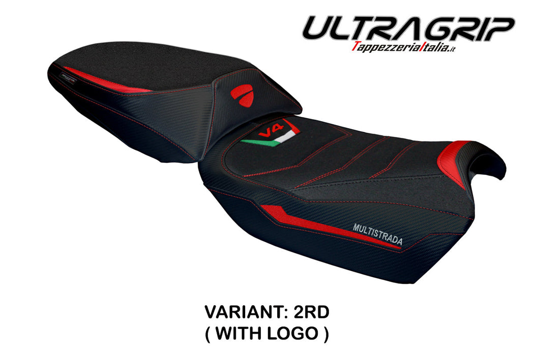 Ducati Multistrada V4 Rally 2023-2024 Seat Cover Tappezzeria Italia Ultragrip in Red and Black