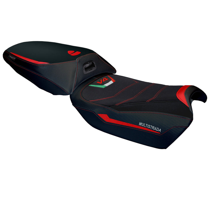 Ducati Multistrada V4 Rally Heat 2023-2024 Seat Cover Tappezzeria Italia Comfort in Red and Black