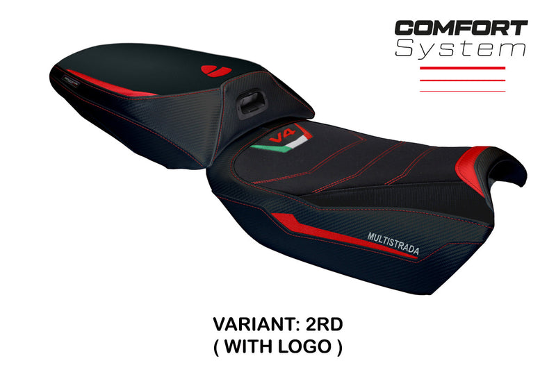 Ducati Multistrada V4 Rally Heat 2023-2024 Seat Cover Tappezzeria Italia Comfort in Red and Black