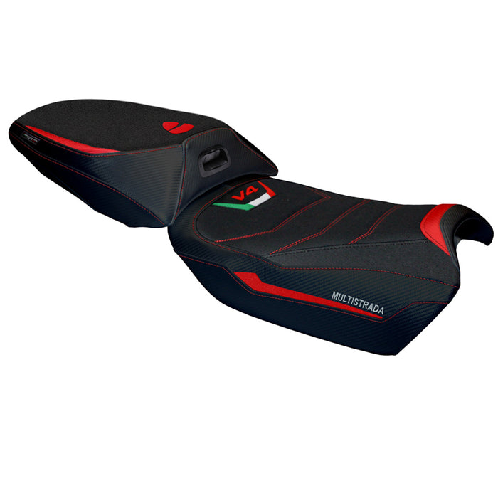 Ducati Multistrada V4 Rally 2023-2024 Seat Cover Tappezzeria Italia Ultragrip in Red and Black
