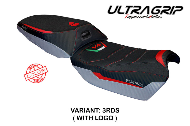 Ducati Multistrada V4 Rally 2023-2024 Heated Seat Cover Tappezzeria Italia Ultragrip in Silver