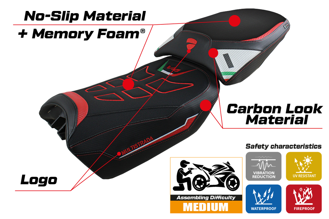 Ducati Multistrada V4 Pikes Peak 2022-2024 Seat Cover Tappezzeria Italia Comfort in White