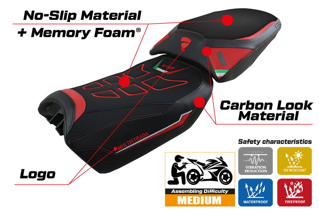 Ducati Multistrada V4 Pikes Peak 2022-2024 Seat Cover Tappezzeria Italia Comfort in Red