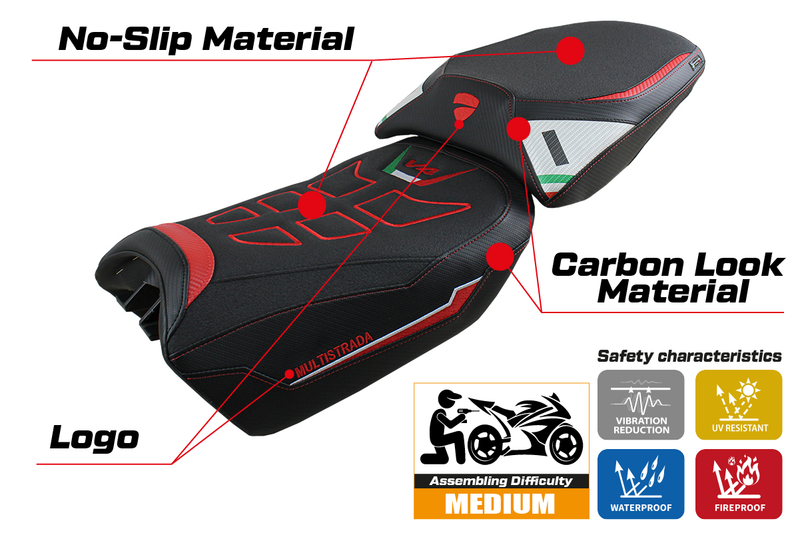 Ducati Multistrada V4 Pikes Peak 2022-2024 Seat Cover Tappezzeria Italia Ultragrip in White
