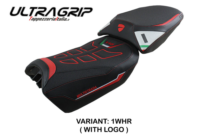 Ducati Multistrada V4 Pikes Peak 2022-2024 Seat Cover Tappezzeria Italia Ultragrip in White