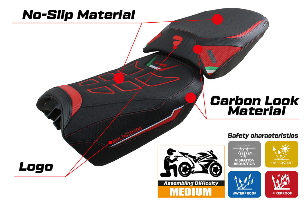 Ducati Multistrada V4 Pikes Peak 2022-2024 Seat Cover Tappezzeria Italia Ultragrip in Red