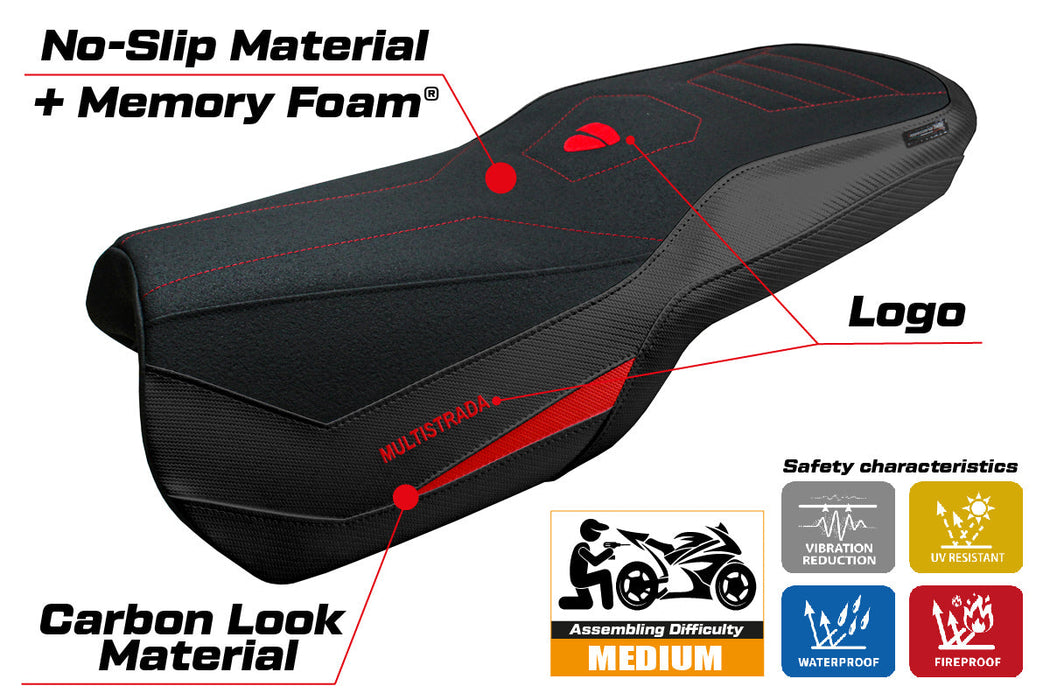 Ducati Multistrada V4 2021-2024 Rally Seat Cover Tappezzeria Comfort Black