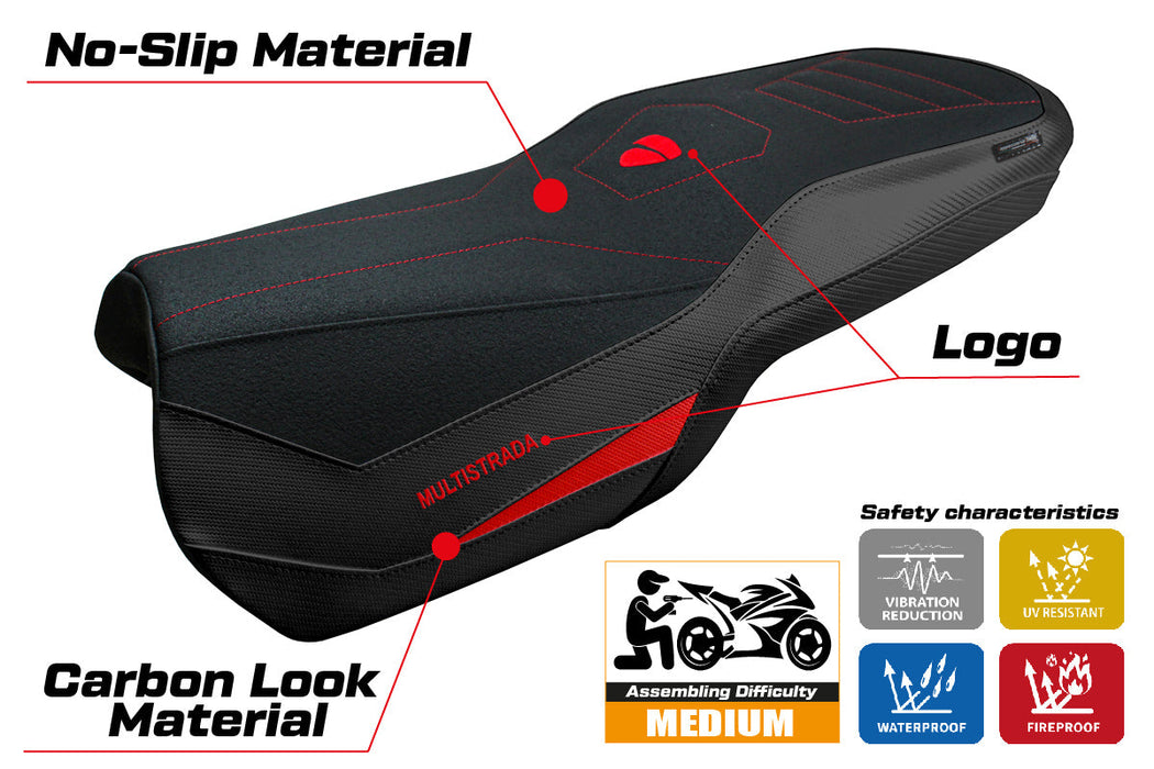 Ducati Multistrada V4 2021-2024 Rally Seat Cover Tappezzeria Ultragrip Black