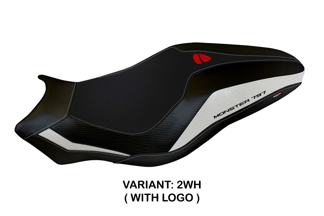 Ducati Monster 797 2017-2020 Seat Cover Tappezzeria Italia in White and Black