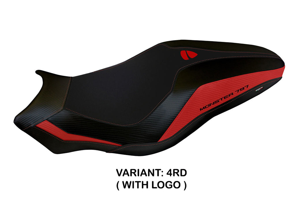 Ducati Monster 797 2017-2020 Seat Cover Tappezzeria Italia in Red and Black