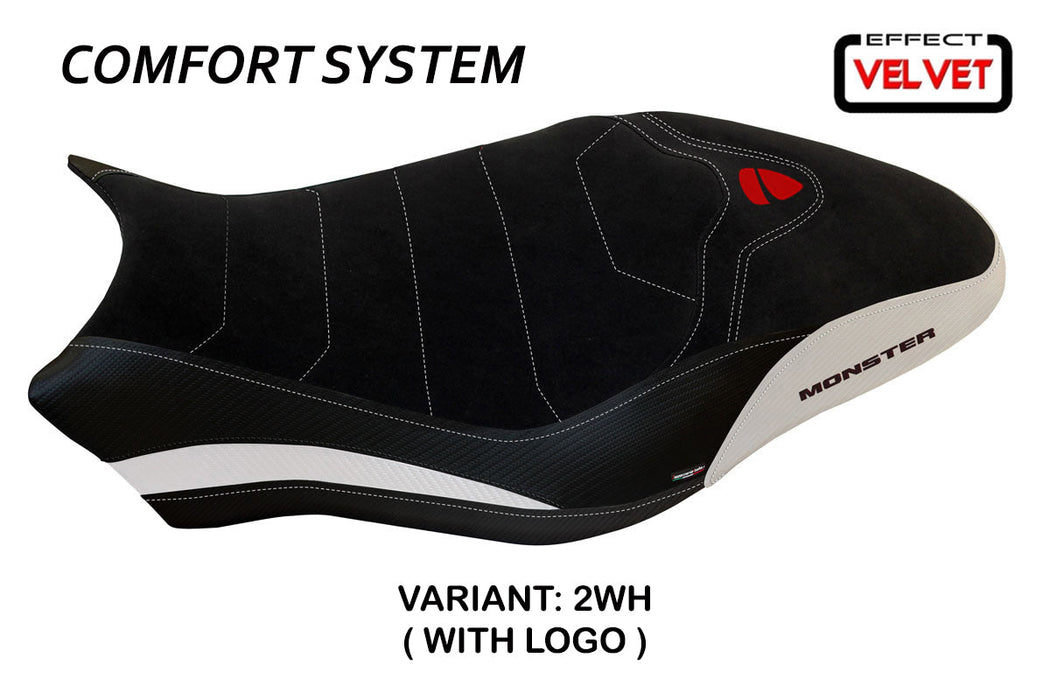 Ducati Monster 797 2017-2020 Seat Cover Tappezzeria Italia Comfort in White and Black