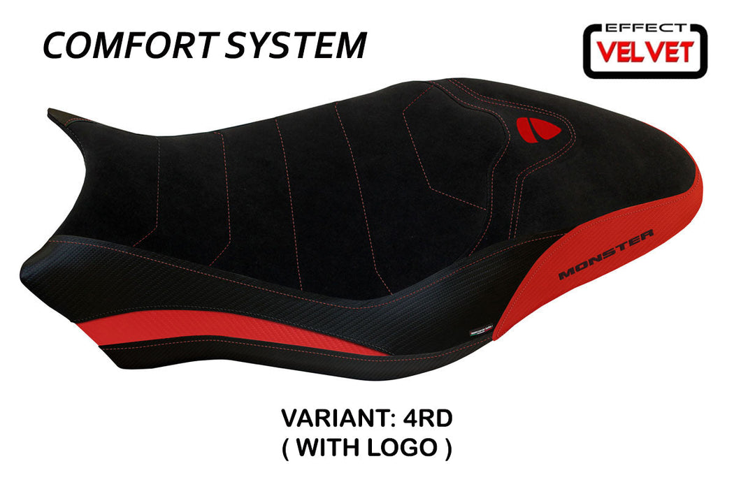 Ducati Monster 797 2017-2020 Seat Cover Tappezzeria Italia Comfort in Red and Black