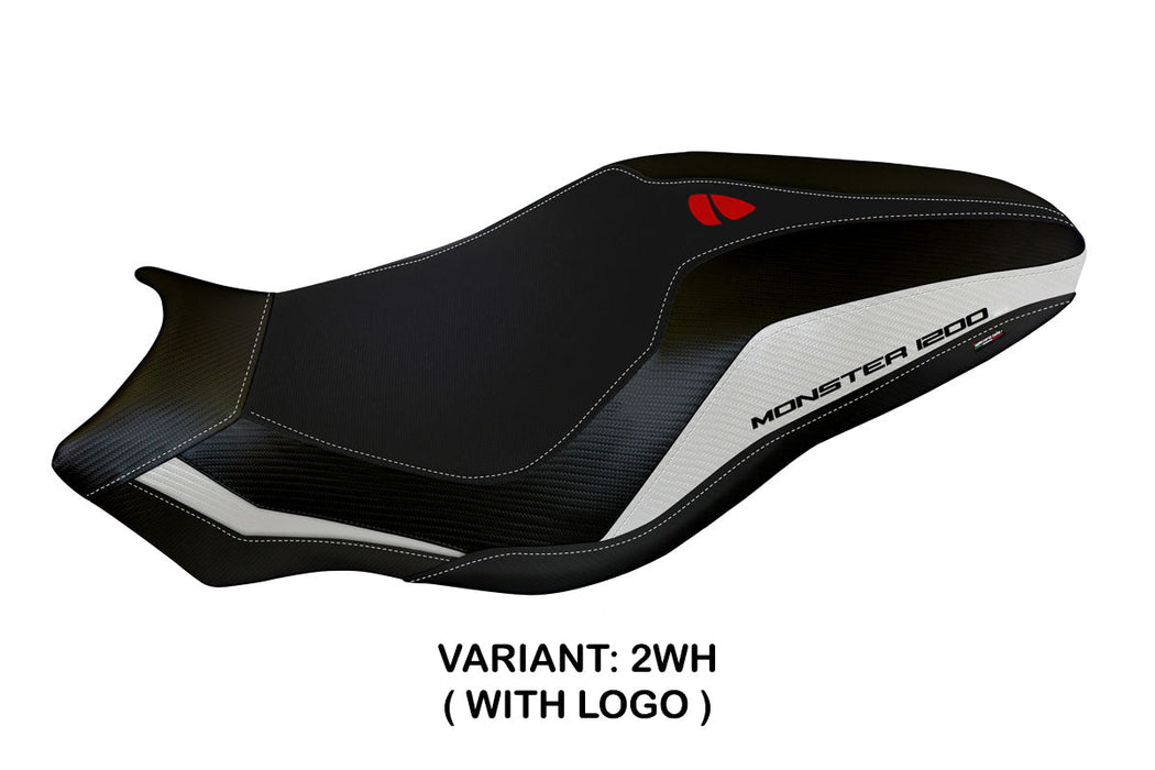 Ducati Monster 1200 2017-2020 Seat Cover Tappezzeria Italia in White and Black