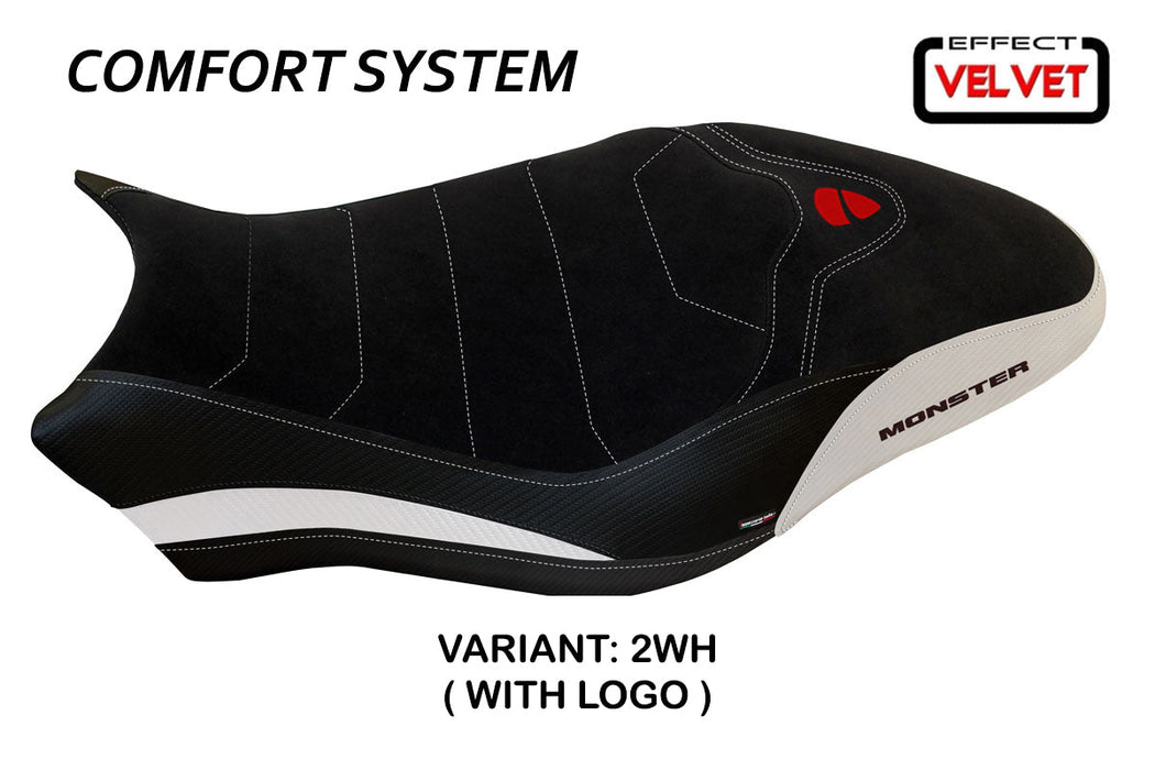 Ducati Monster 821 1200 2017-2020 Seat Cover Tappezzeria Italia Comfort in White and Black