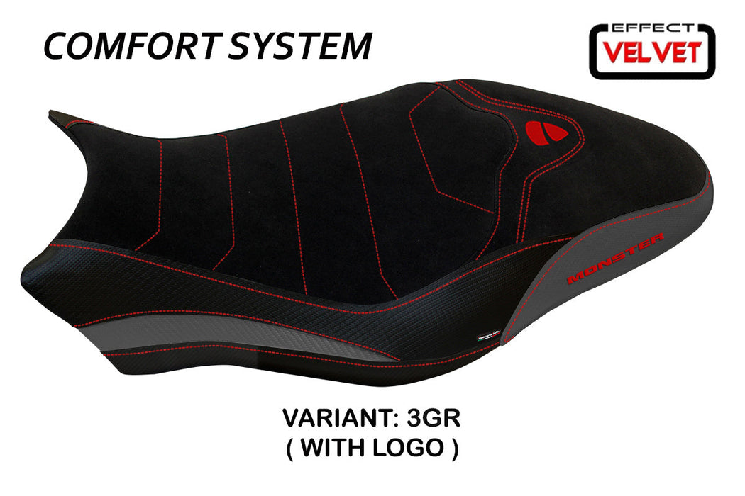 Ducati Monster 821 1200 2017-2020 Seat Cover Tappezzeria Italia Comfort in Grey and Black