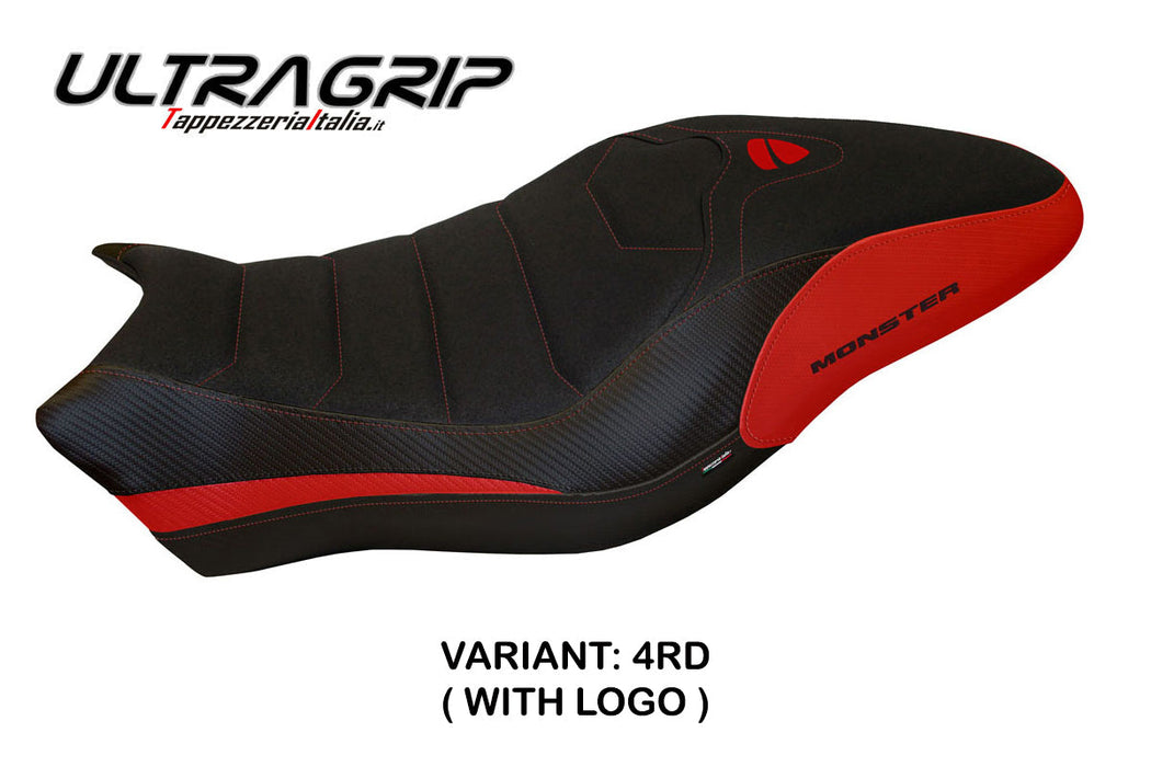 Ducati Monster 821 1200 2017-2020 Seat Cover Tappezzeria Italia Ultragrip in Red and Black