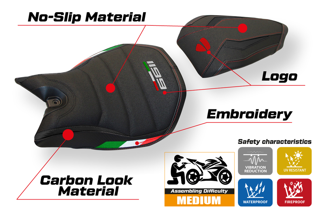 Ducati Panigale 1199 2011-2015 Seat Cover Tappezzeria Italia Ultragrip in Black