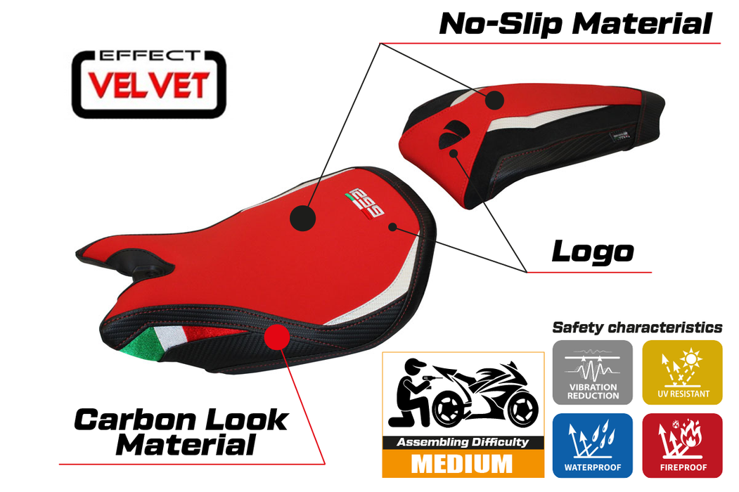 Ducati Panigale 1299 2015-2018 Seat Cover Tappezzeria Italia in Red and Black