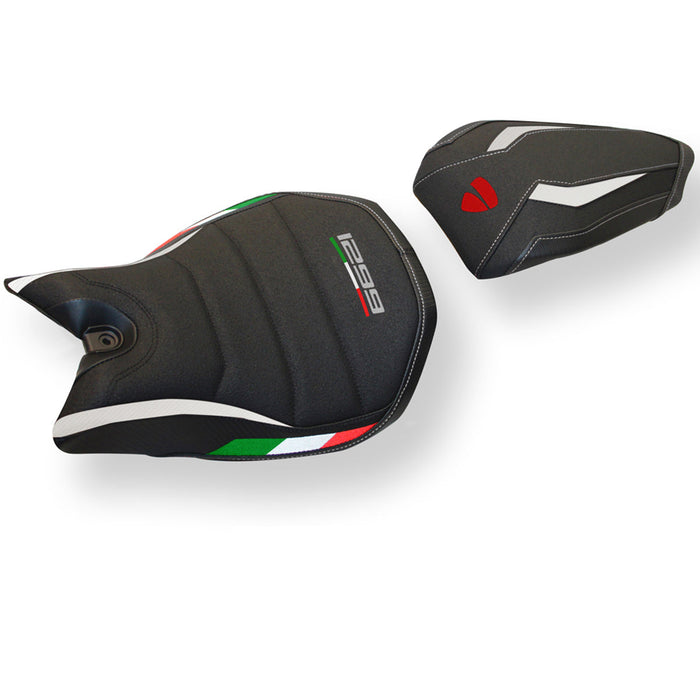 Ducati Panigale 1299 2015-2018 Seat Cover Tappezzeria Italia Ultragrip in White and Black