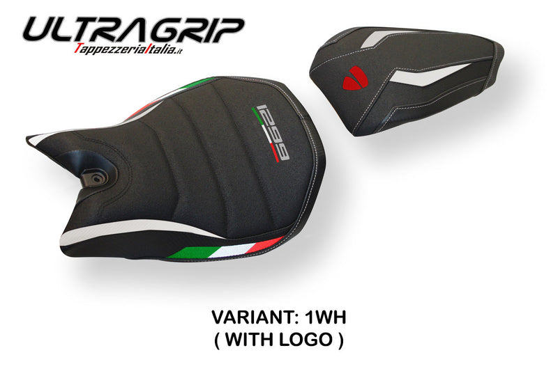 Ducati Panigale 1299 2015-2018 Seat Cover Tappezzeria Italia Ultragrip in White and Black