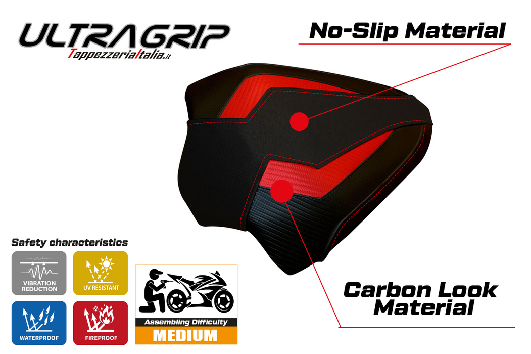 Ducati Panigale V4 2018-2024 Passenger Seat Cover Tappezzeria Italia Ultragrip in Red