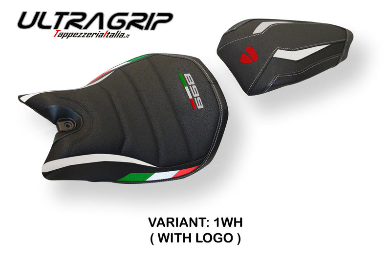 Ducati Panigale 899 2013-2015 Seat Cover Tappezzeria Italia Ultragrip in White and Black