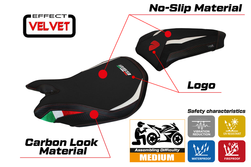 Ducati Panigale 959 2016-2018 Seat Cover Tappezzeria Italia in White and Black