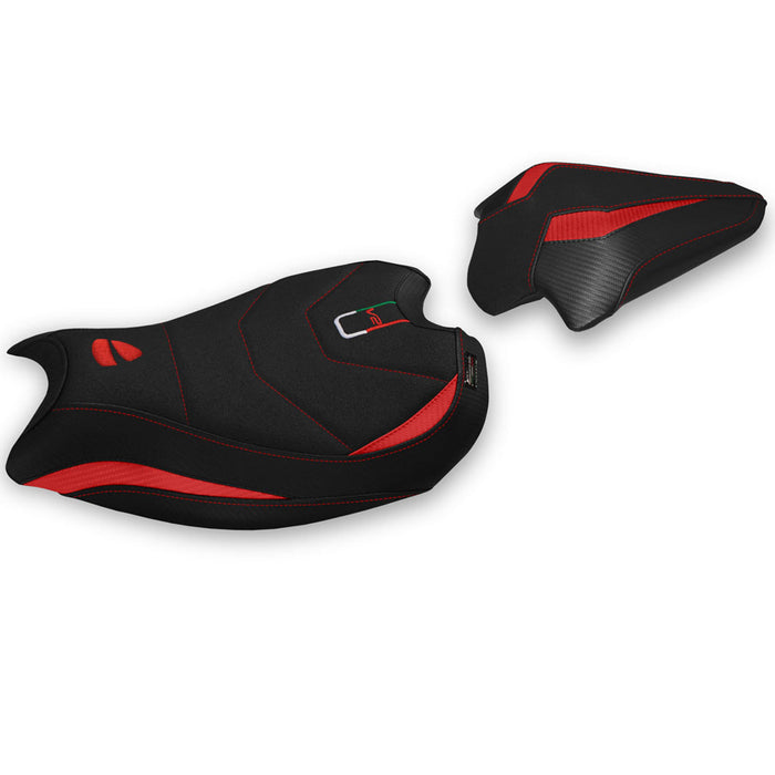 Ducati Panigale V2 2020-2024 Seat Cover Tappezzeria Italia Ultragrip in Red and Black
