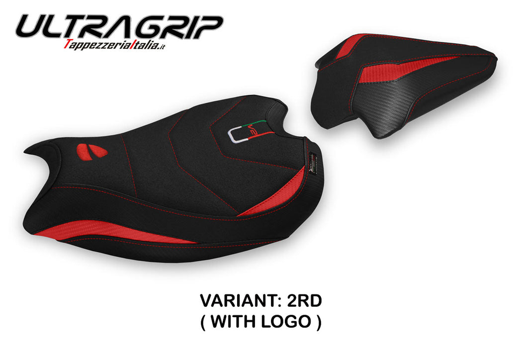 Ducati Panigale V2 2020-2024 Seat Cover Tappezzeria Italia Ultragrip in Red and Black