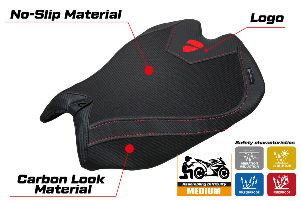 Ducati Panigale V4 2025 Seat Cover Tappezzeria Black Ducati Logo