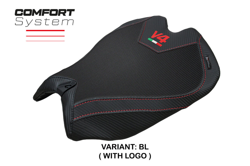 Ducati Panigale V4 2025 Seat Cover Tappezzeria Comfort Black V4 Logo