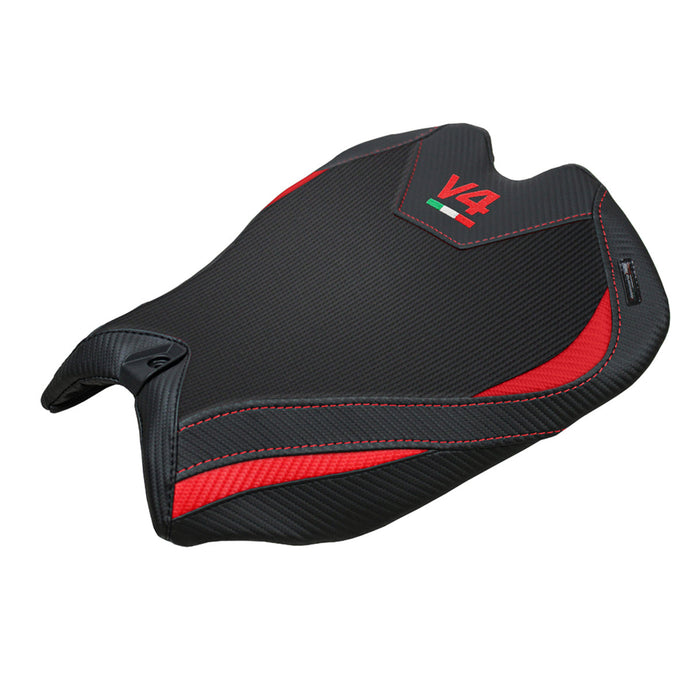 Ducati Panigale V4 2025 Seat Cover Tappezzeria Comfort Black Red V4 Logo