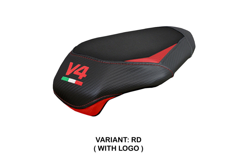 Ducati Panigale V4 2025 Passenger Seat Cover Tappezzeria Black Red V4 Logo