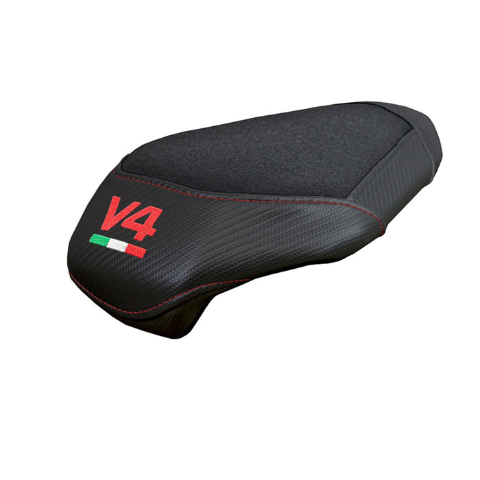 Ducati Panigale V4 2025 Passenger Seat Cover Tappezzeria Ultragrip Black V4 Logo