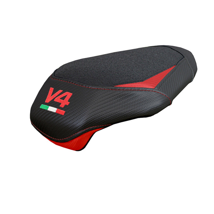 Ducati Panigale V4 2025 Passenger Seat Cover Tappezzeria Ultragrip Red V4 Logo
