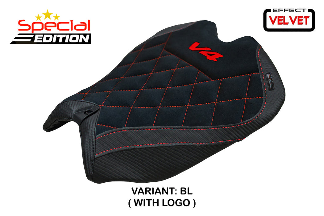 Ducati Panigale V4 2025 Seat Cover Tappezzeria Suede Special Edition Black